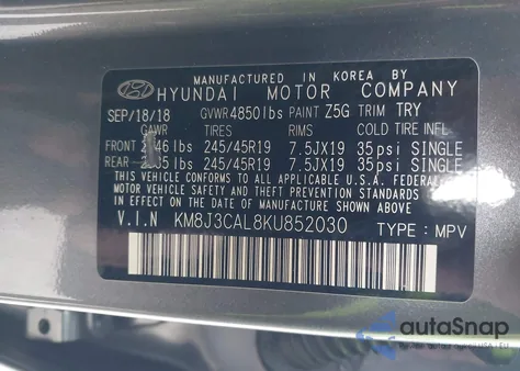 2019 Hyundai Tucson Sport from USA, damaged, VIN KM8J3CAL8KU852030